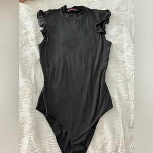Women’s Black Turtleneck Short Sleeve Bodysuit from Pink Lily Size Medium